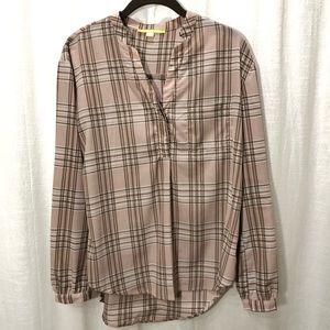GIANNI BINI plaid long sleeve blouse